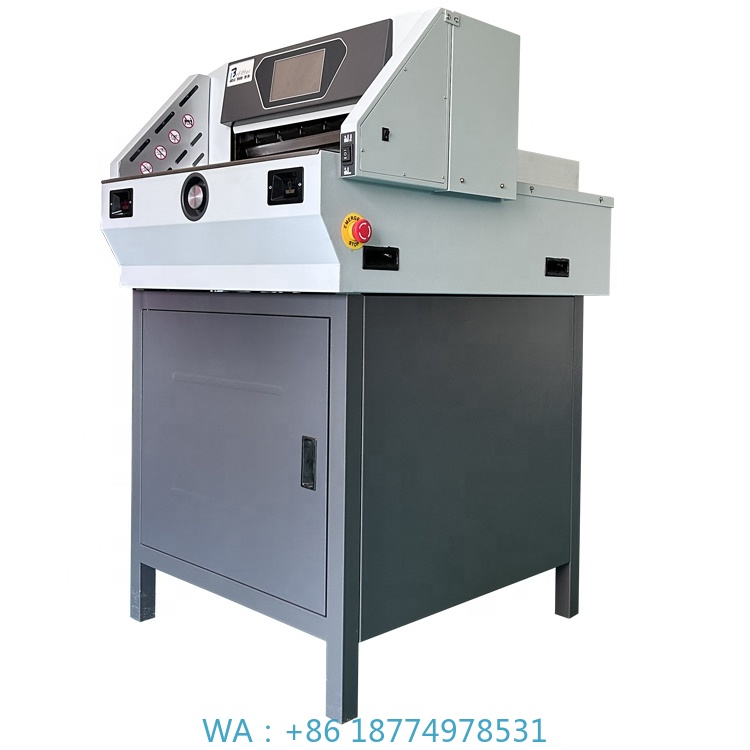 Paper Cutting Guillotine - เครื่องตัดกระดาษอัตโนมัติ รุ่น E490T ราคาโรงงาน เครื่องตัดกระดาษแบบกิโยตีนตั้งโต๊ะไฟฟ้า