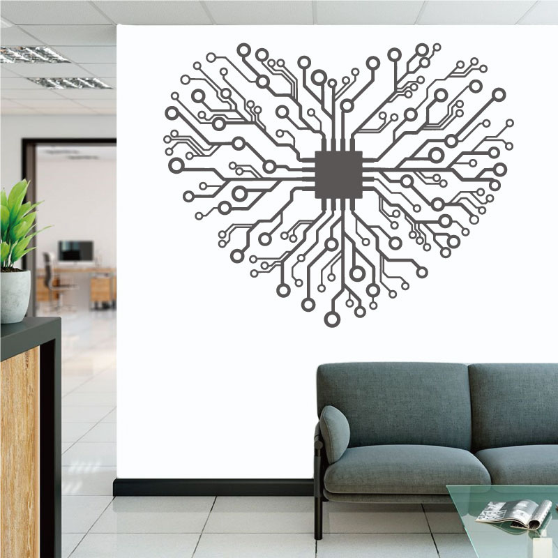 Tech Office Wall Decor - Love Chip Tech บริษัทสํานักงานไวนิล Wall Decal