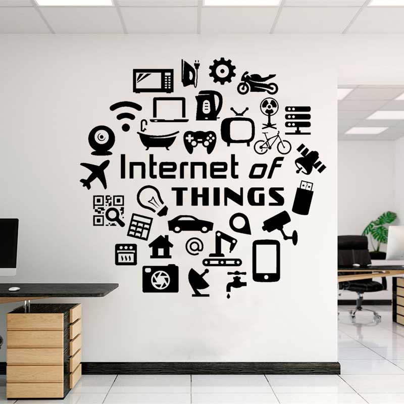 Tech Office Wall Decor - Tech สติ๊กเกอร์ติดผนังไวนิล Internet of Things High