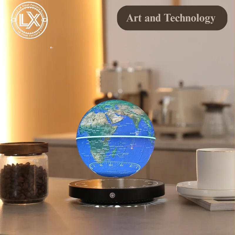 Office Tech Decor - ลูกโลกแม่เหล็กลอยได้พร้อมไฟ LED แผนที่โลก สำหรับตกแต่งบ้าน สำนักงาน ของขวัญเทคโนโลยีสุดเท่สำหรับเด็กและครู