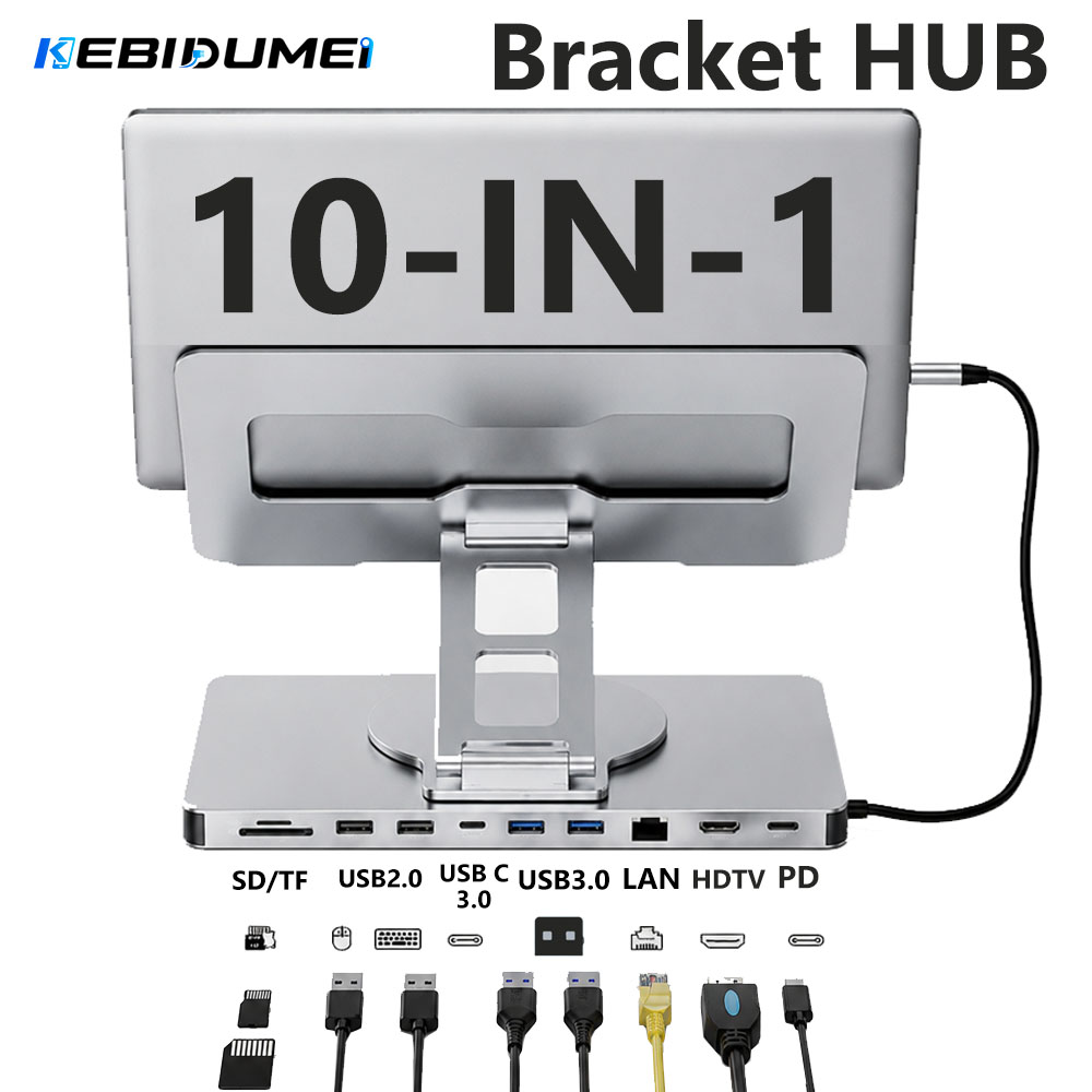 Gigabit Network Card - KEBIDUMEI 10 ใน 1 แท่นวางแล็ปท็อป USB3.0