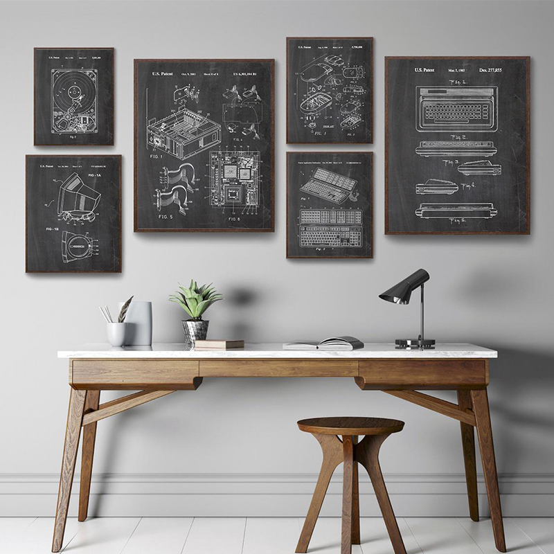 ชุดภาพศิลปะติดผนังลายสิทธิบัตร - Tech Office Wall Decor บทวิจารณ์และราคา