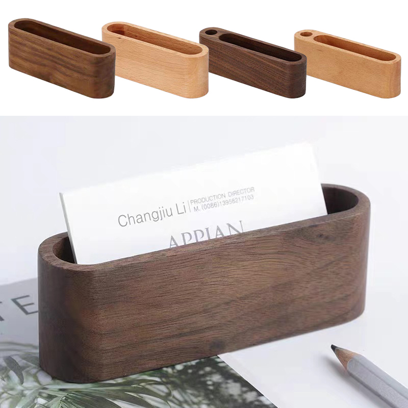 ผู้ถือบัตรธุรกิจไม้Organizerโต - Home Office Tech Gadgets บทวิจารณ์และราคา