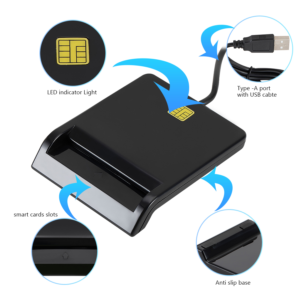 1-10PCS ใช้งานได้อย่างเสถียร U - Smart Card Reader บทวิจารณ์และราคา